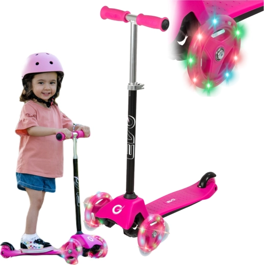 EVO Light Up Mini Cruiser dziecięca trójkołowa hulajnoga różowa ze świecącymi kółkami
