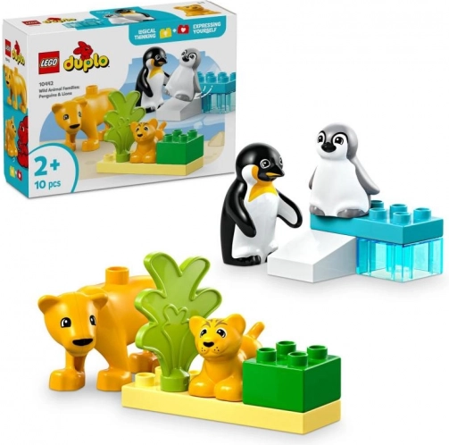 LEGO DUPLO rodziny dzikich zwierząt: pingwiny i lwy