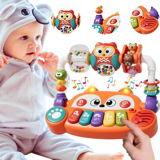 WOOPIE BABY interaktywne pianinko edukacyjne lisek z diodami LED i grzechotkami