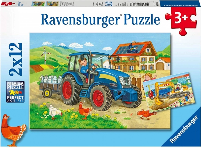 Puzzle 2x12 elementów Plac budowy i farma