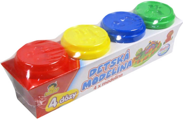 Dziecięca masa plastyczna w kubeczkach, 4 podstawowe kolory – 4 szt.