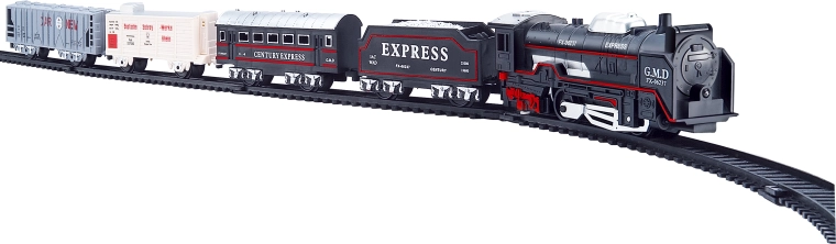 zestaw kolejowy z lokomotywą i wagonami, długość toru 210 cm