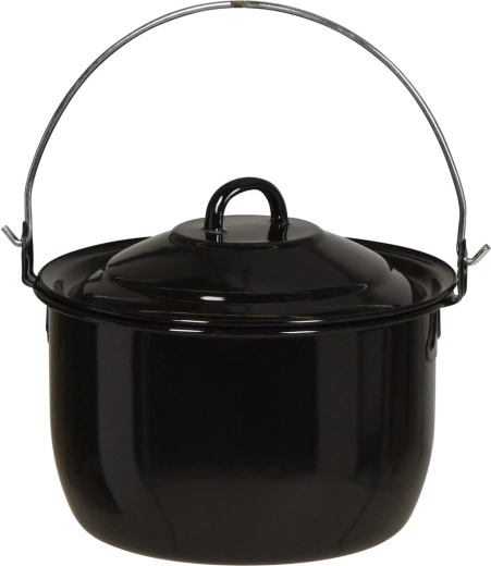 Garnek wiszący 20 cm z pokrywką, emaliowany, czarny