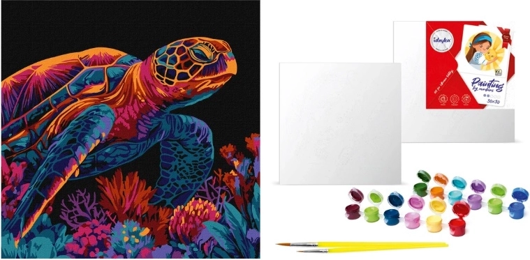 Malowanie według numerów – tajemniczy żółw 30 × 30 cm