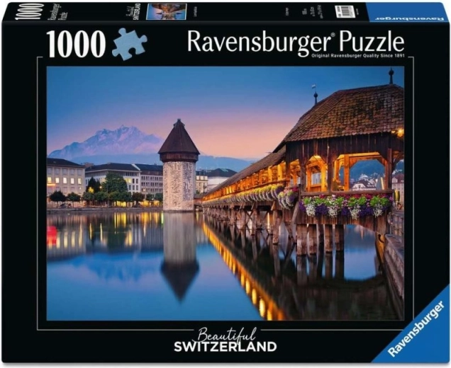 Puzzle Ravensburger Piękna Szwajcaria: Most Kapliczkowy, Lucerna – 1000 elementów