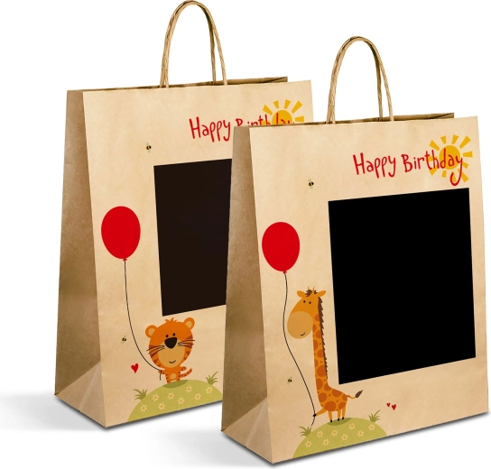 Papierowa torba prezentowa na butelkę Kraft 26,5 × 12,7 × 33 cm - 1 sztuka