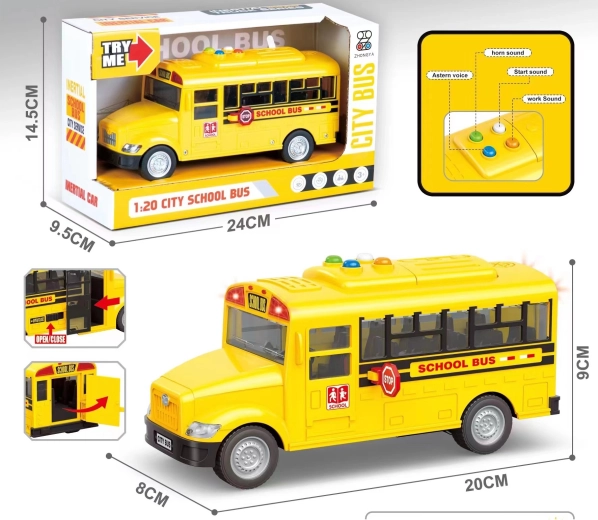 Autobus szkolny ze światłem i dźwiękiem 1:20