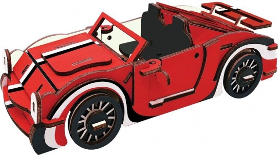 Drewniane 3D puzzle Czerwony kabriolet dla dzieci