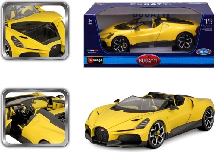 Metalowy model auta 1:18 BBURAGO Bugatti Mistral żółty