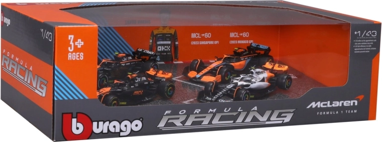 Bburago 1:43 race formula f1 4-pack – mclaren f1 team mcl38 (2024) lando norris i oscar piastri