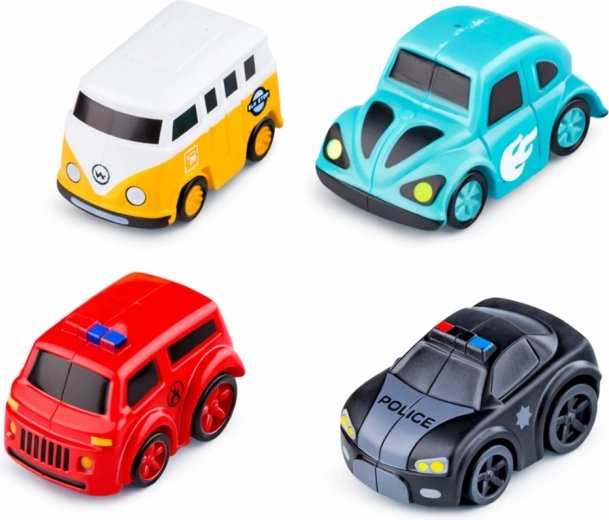 4 autka i helikopter w zestawie