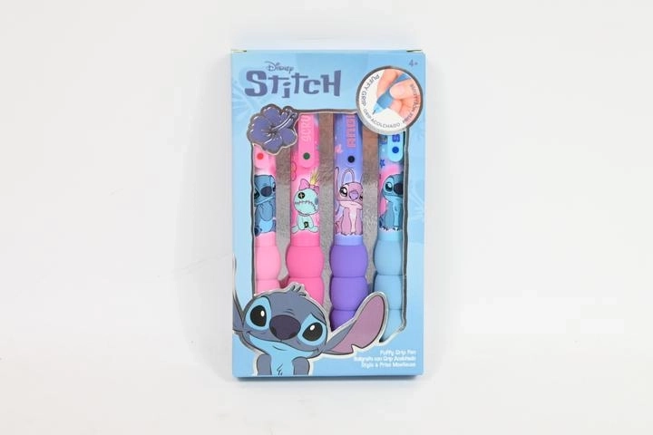 Disney Stitch – zestaw 4 pastelowych długopisów z miękkim, futerkowym uchwytem