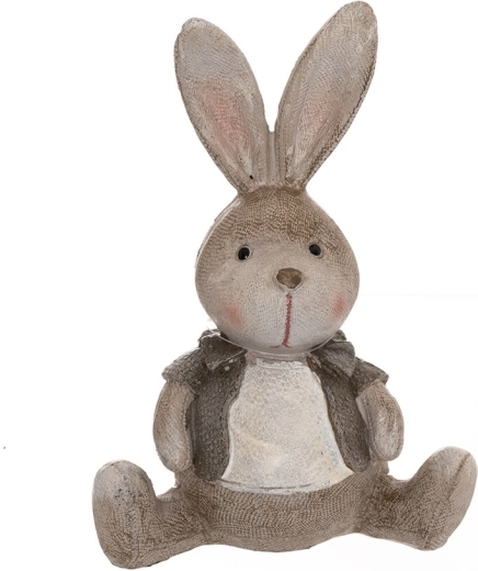 Ceramiczna dekoracja zajączek beżowy 14 cm