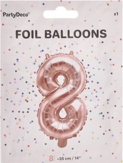 Foliowy balon w kształcie cyfry 8, perłowy różowy, 35 cm
