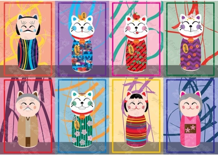 Puzzle maneki kokeshi 1000 elementów