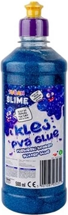 Klej PVA Tuban z niebieskim brokatem 500 ml