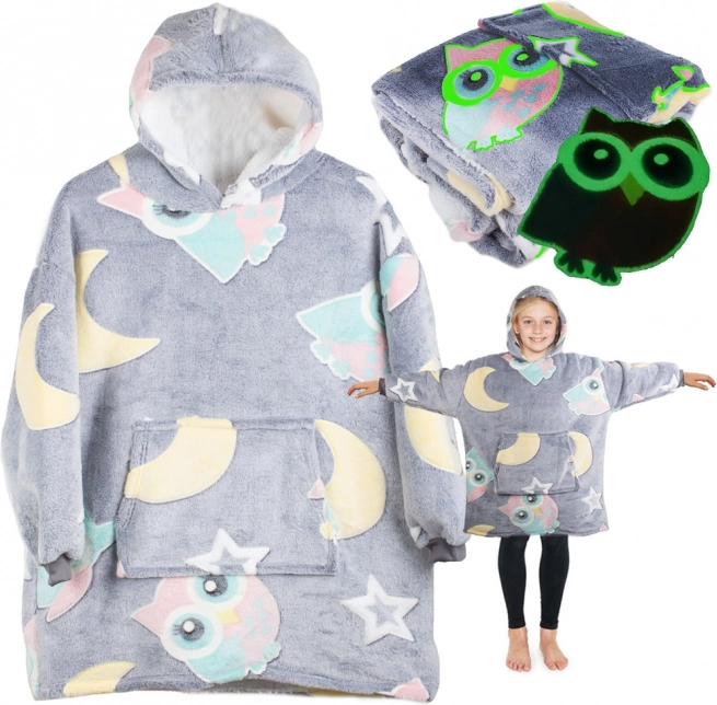 Dziecięca świecąca bluza z kapturem i kocem
