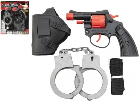 dziecięcy pistolet na kapiszony z kaburą i kajdankami 13 cm