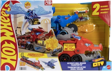 Hot Wheels City mega ciągnik z areną smoka