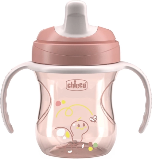 Chicco kubek treningowy z uchwytami, różowy, 6 m+