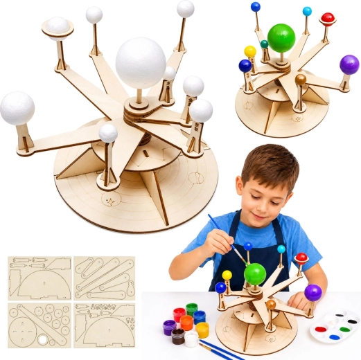 Drewniany model Układu Słonecznego – edukacyjny zestaw DIY