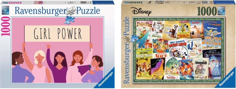Ravensburger zestaw 2× puzzle 1000 elementów – Disney Vintage Movie Posters i Girl Power