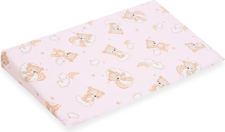 Poszewka na dziecięcą poduszkę klinową 59 × 37 cm różowy miś