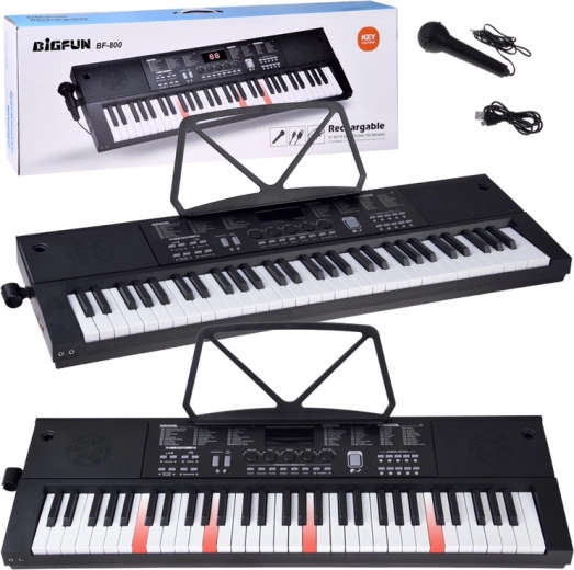 Elektroniczny instrument klawiszowy 61 klawiszy z podświetleniem i mikrofonem