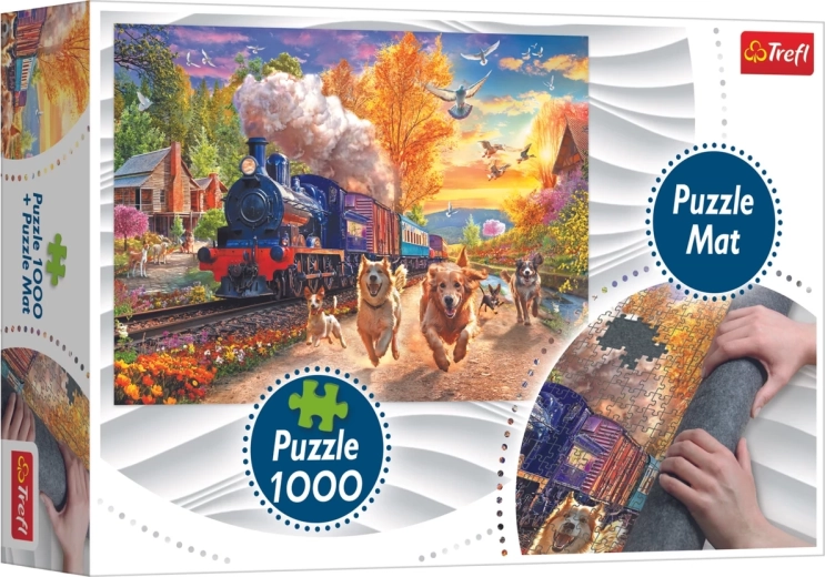 Puzzle Trefl „Wyścig z pociągiem” 1000 elementów + mata do puzzli