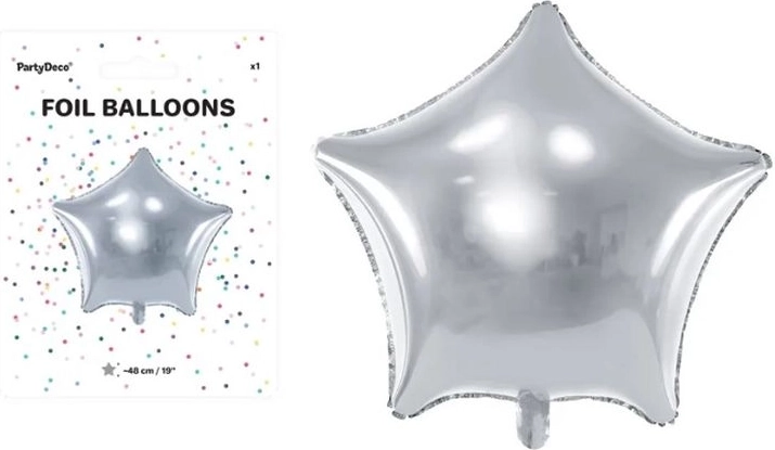 Foliowy balon gwiazda srebrna 48 cm