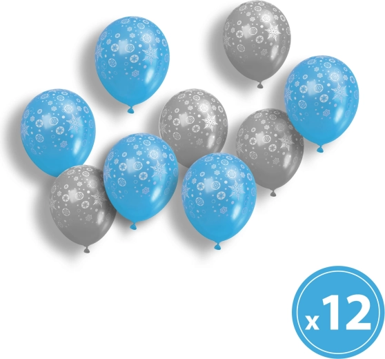 Zestaw świątecznych balonów niebiesko-srebrnych, 12 szt.