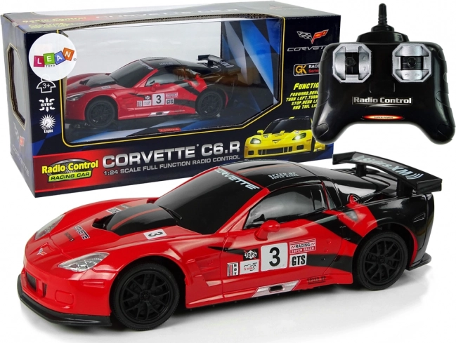Sportowy samochód R/C 1:24 Corvette C6.R czerwone z oświetleniem