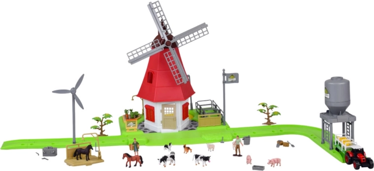 Dwukondygnacyjny wiatrak z obrotowymi łopatami