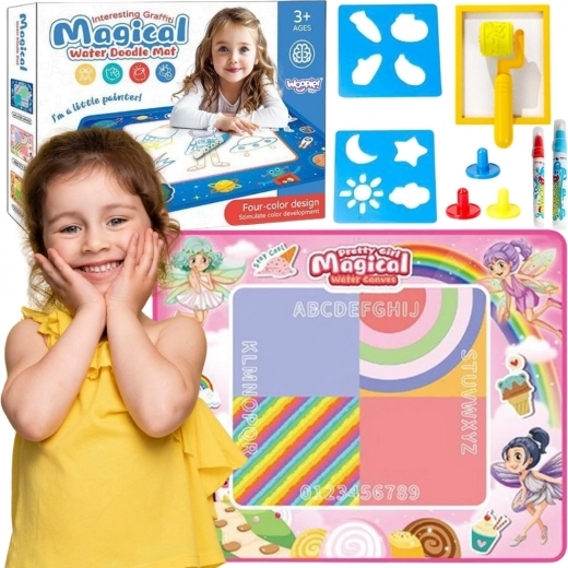Woopie wodna mata do rysowania XXL 100 × 80 cm – wróżki, różowa