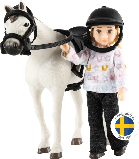 Lundby jeźdźczyni z koniem – zestaw do domku dla lalek