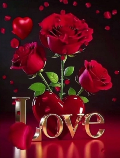 Norimpex malowanie diamentowe czerwone róże z napisem Love 30 × 40 cm