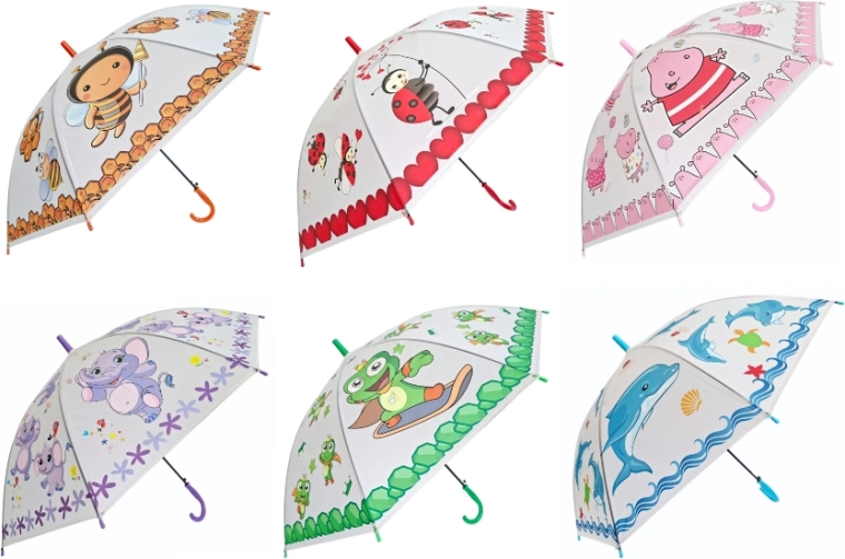 Dziecięcy parasol z kolorowymi motywami