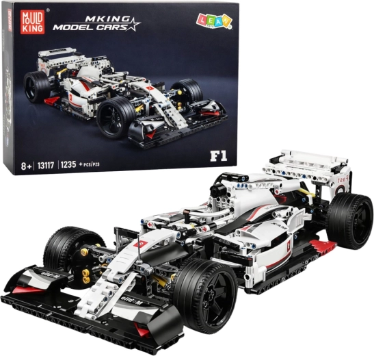 Konstrukcyjny model bolidu wyścigowego F1 w biało-czerwonej kolorystyce, 1235 elementów