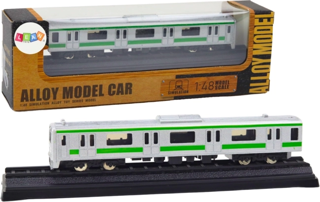 Metalowy model wagonu kolejowego 1:48 – srebrny