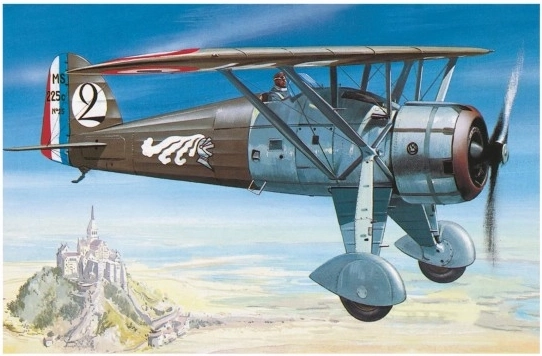Model Morane Saulnier MS 225 1:72 9,2x15,4 cm w pudełku 25x14,5x4,5 cm