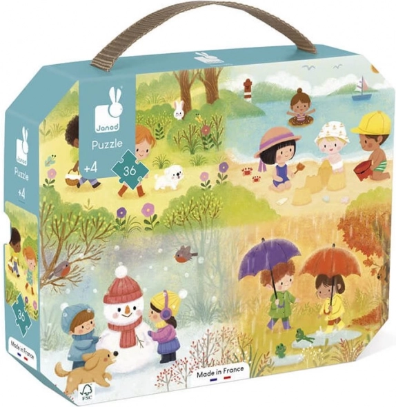 Janod puzzle w walizce – cztery pory roku, 36 elementów