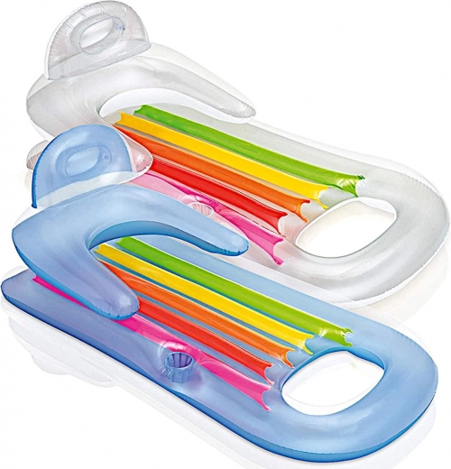 Nadmuchiwana pływająca leżanka z oparciem i uchwytem na napój INTEX