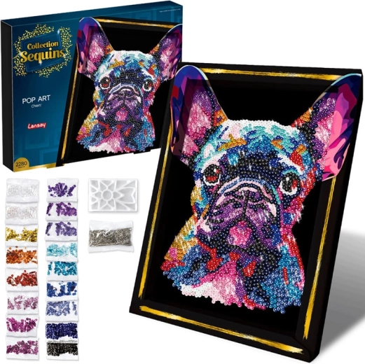 Obraz z cekinów Pop Art – buldog francuski (zestaw kreatywny)