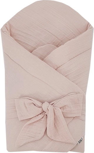 EKO muślinowy rożek niemowlęcy bez usztywnienia powder pink 75 × 75 cm