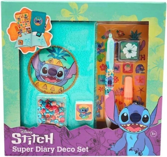Dekoracyjny zestaw z notesem i długopisem Disney Stitch Super Diary Deco Set