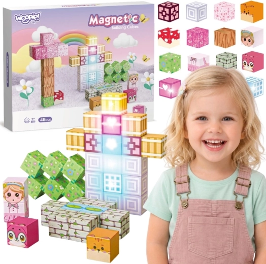 Woopie magnetyczne klocki konstrukcyjne 48 szt. Montessori 3D