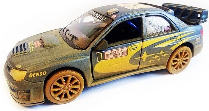 Subaru Impreza WRC 2007 – terenowy model auta 1:36 z otwieranymi drzwiami i napędem pull-back