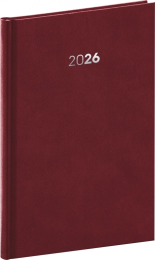 Tygodniowy dziennik Balakon 2026 bordo 15x21 cm