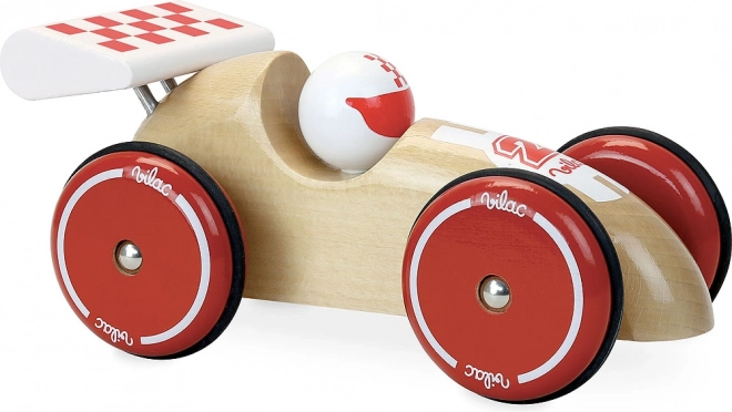 Drewniany samochód wyścigowy XL z białym skrzydłem