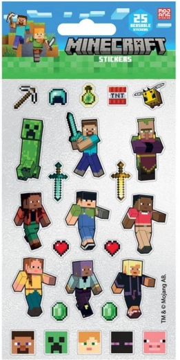 błyszczące naklejki Minecraft – 25 szt.